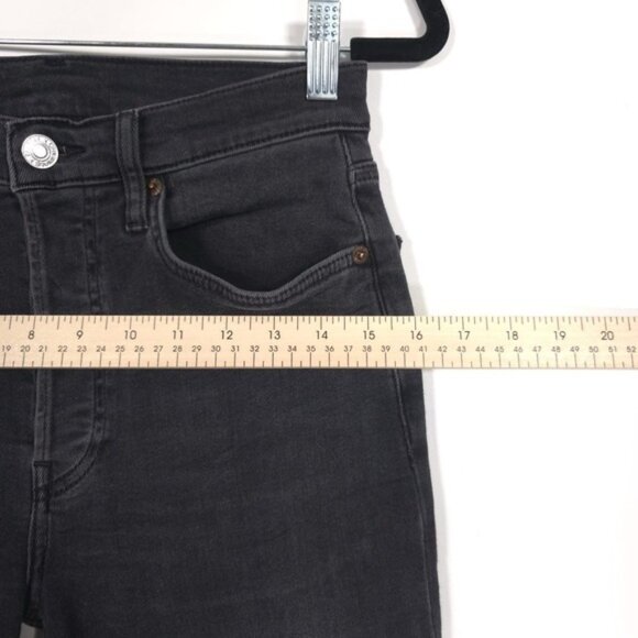 RE/DONE Women's Jeans Size 28 LIVEINBLK Raw Hem Black Button Fly 196-3WHRAC‎ - Picture 6 of 11